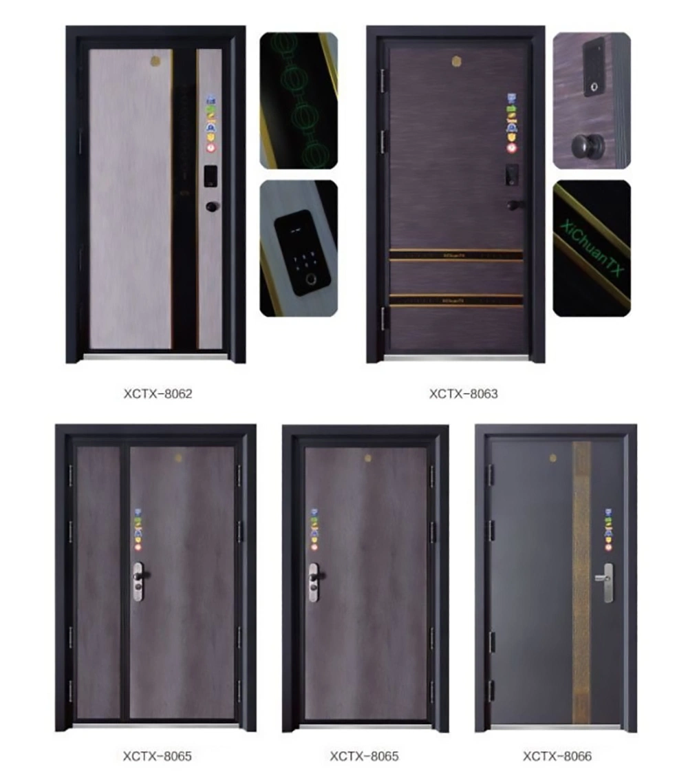Entry Extrance Modern Front Louvered with Sidelights Exterior Security Steel / Aluminum / Metal Door