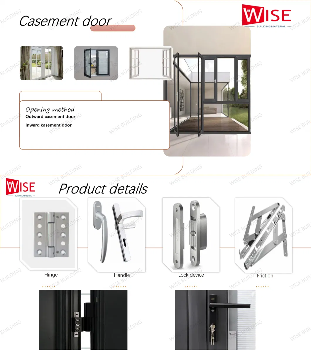 Modern Indoor Aluminium French Casement Swing Glass Door Internal Glass Walls Divider Interior Metal Framed