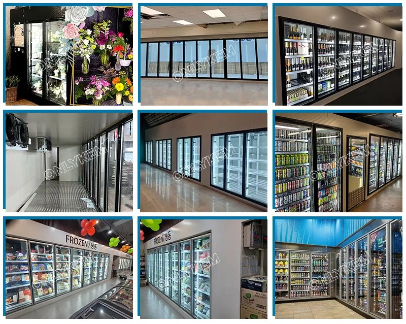 Liquor Store Display Walk-in Cooler Glass Door Cold Room