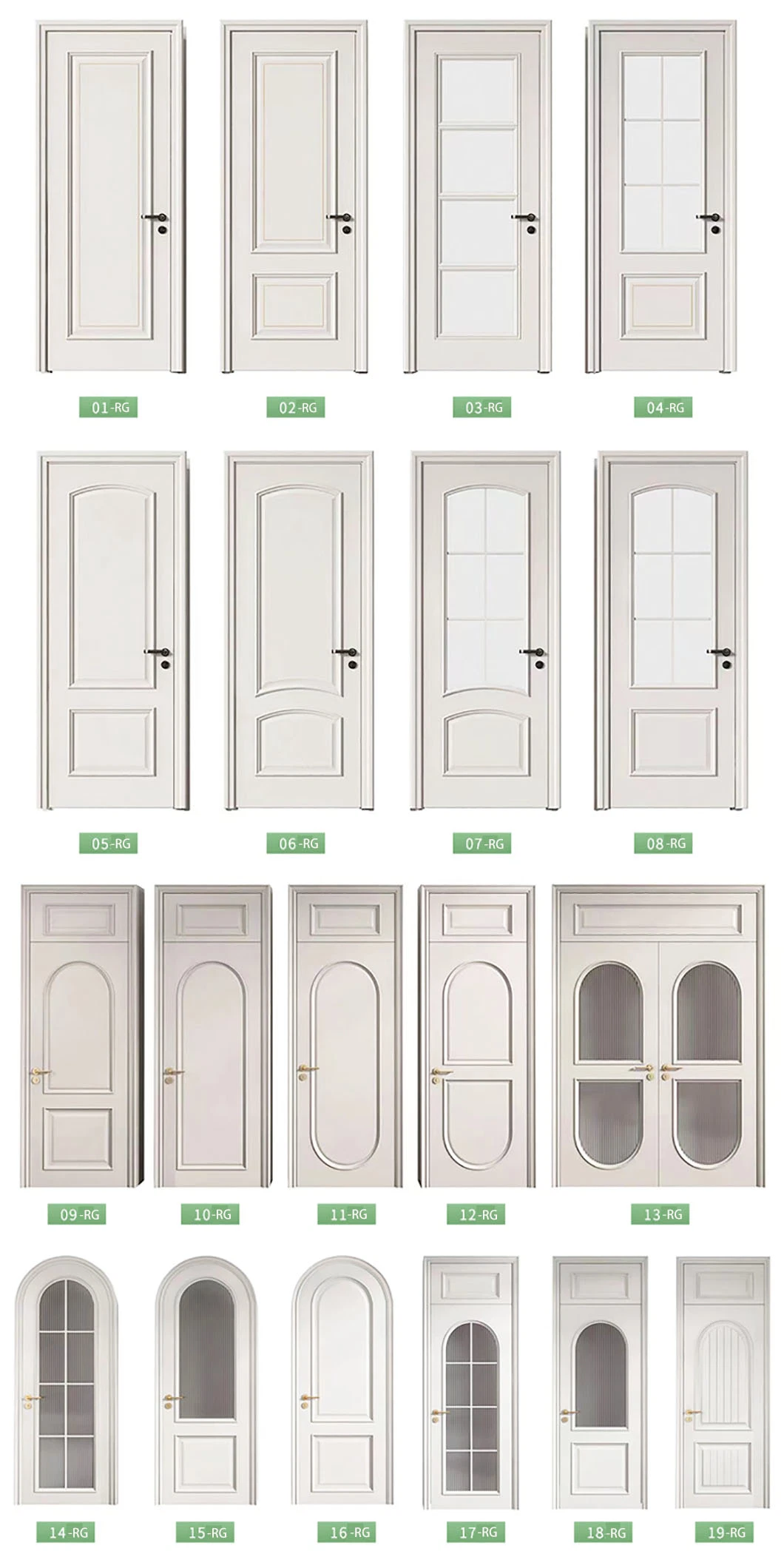 Wholesale Modern Custom Interior Double Arched Wood Frame Glass Doors
