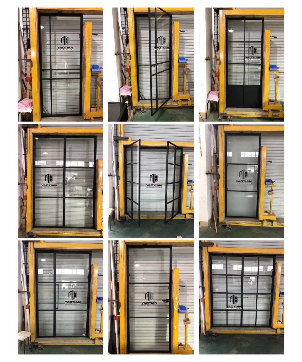 Industrial Glass Pane Bedroom Hinged Pivot Folding Glass Door