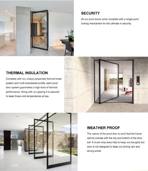 Prima Aluminum Frame Office Entry Pivot Door Revolving Tempered Glass Door Free Standing Door