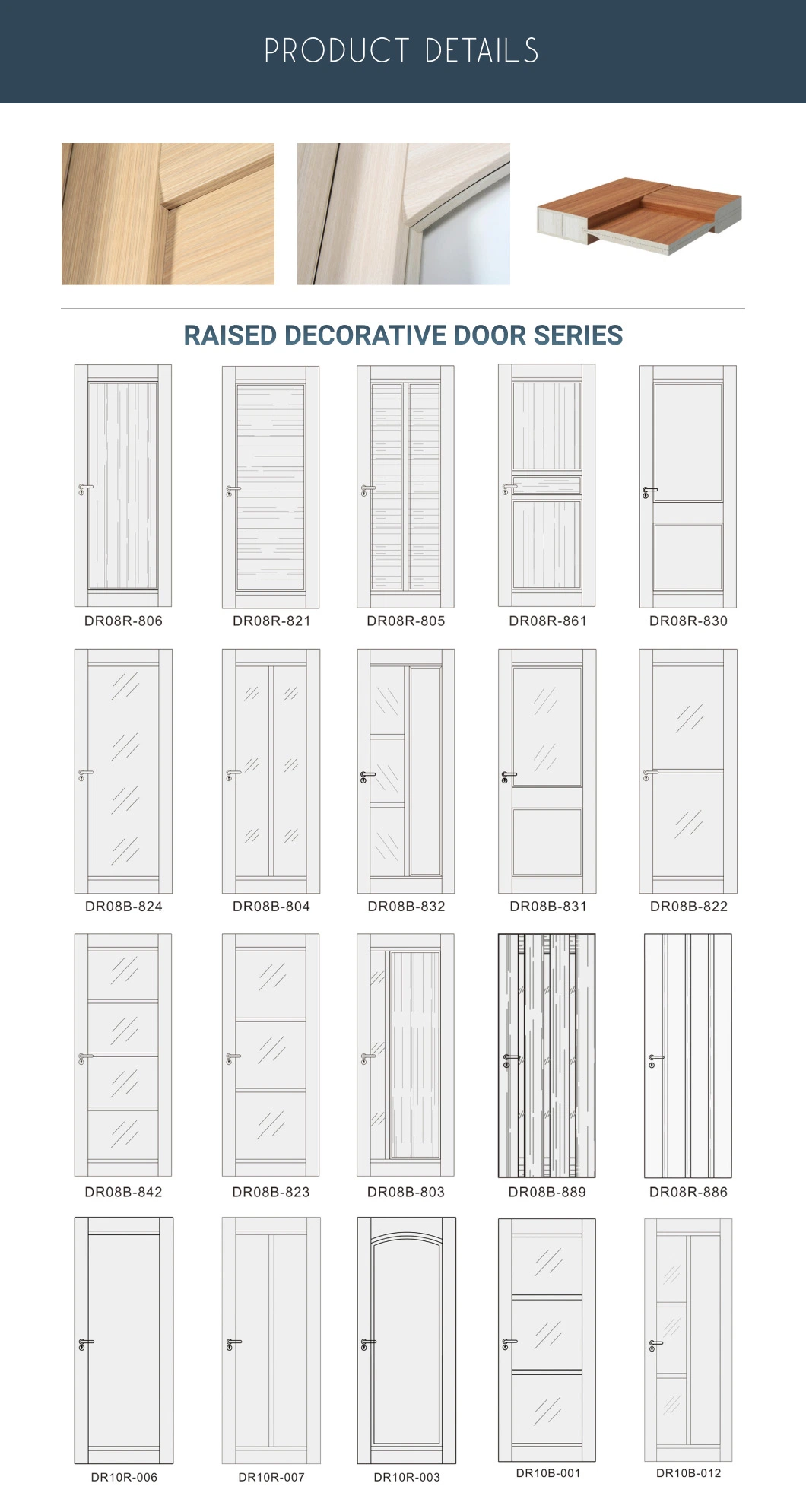 PVC Wood Plastic Composite Sliding WPC Bathroom Bedroom Kitchen Timber Front Door