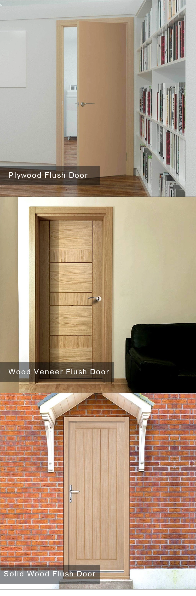 Jhk-FC03 Composite Hollow/Solid Wooden Interior Modern Groove Flush Door