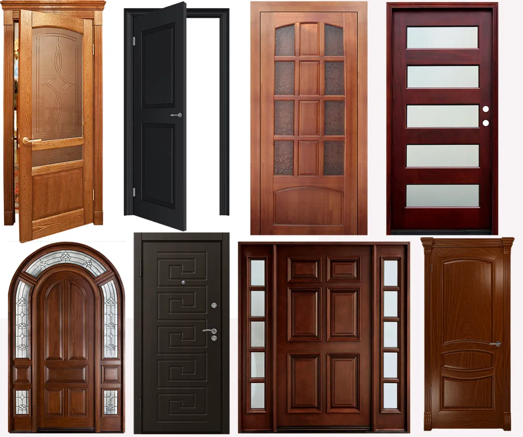 Modern Color Solid Wood Door Simple Design Swing Veneer Wooden Main Interior Wooden Door with Frames and Accessories
