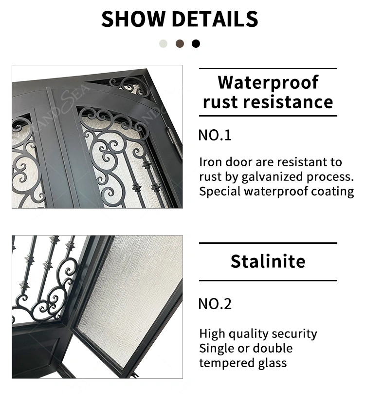 Basic Customization European Security Home Arched Single Double Main Entrance Front Entry Wrought Iron Door Price