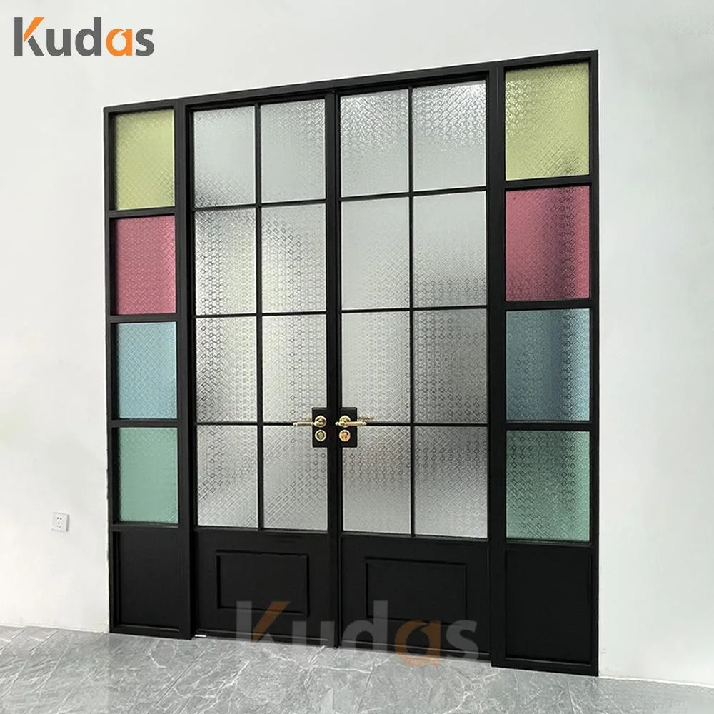 Kudas Foshan Factory Custom Made French Style Aluminum Glass Doors Interior Glass Door