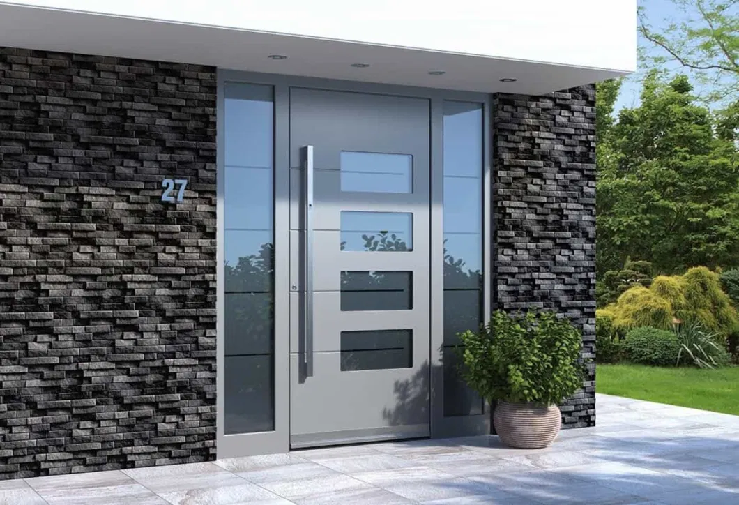 Sixinalu House Main Gate Design Latest Custom Build Aluminum Profile Decorative Aluminum Panel Building Material Modern Slate Panel Security Front Entrance Door