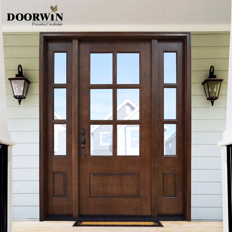 Good Price Brown Solid Wood Customized Antique Exterior Doors Double Glazed Front Entrance Door