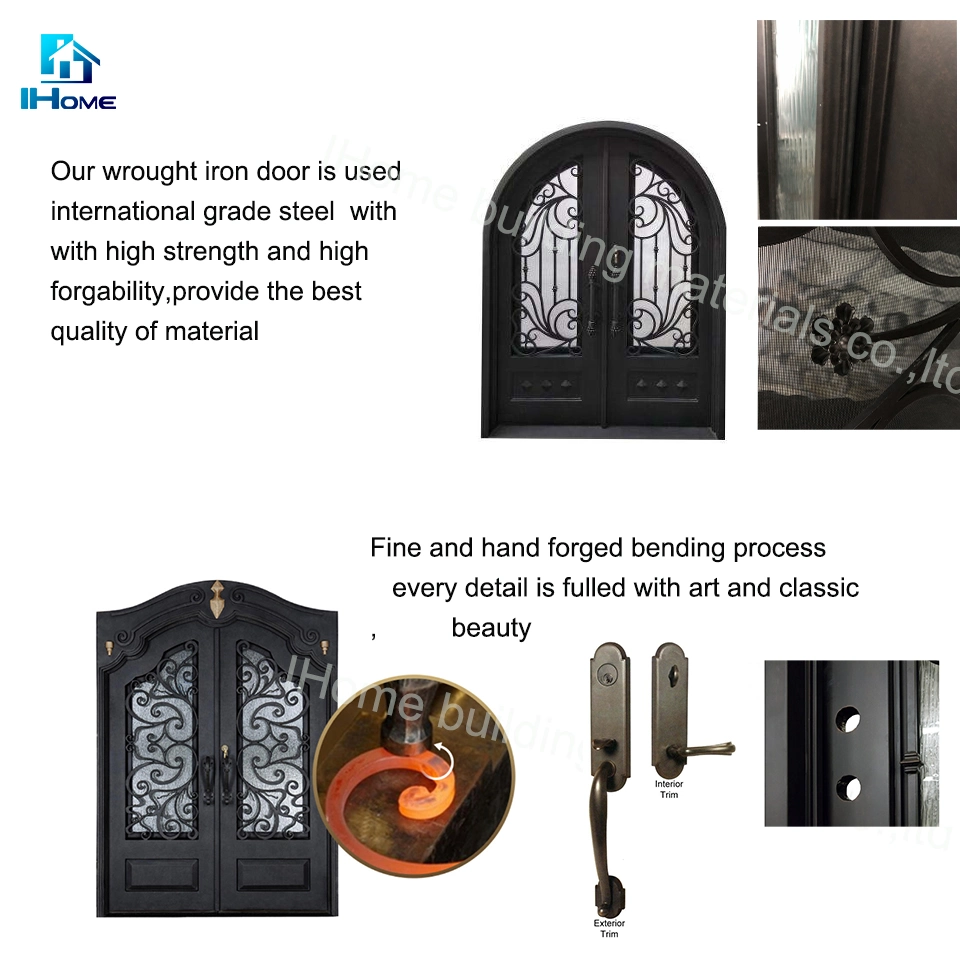 Wrought Iron Glass Door for House