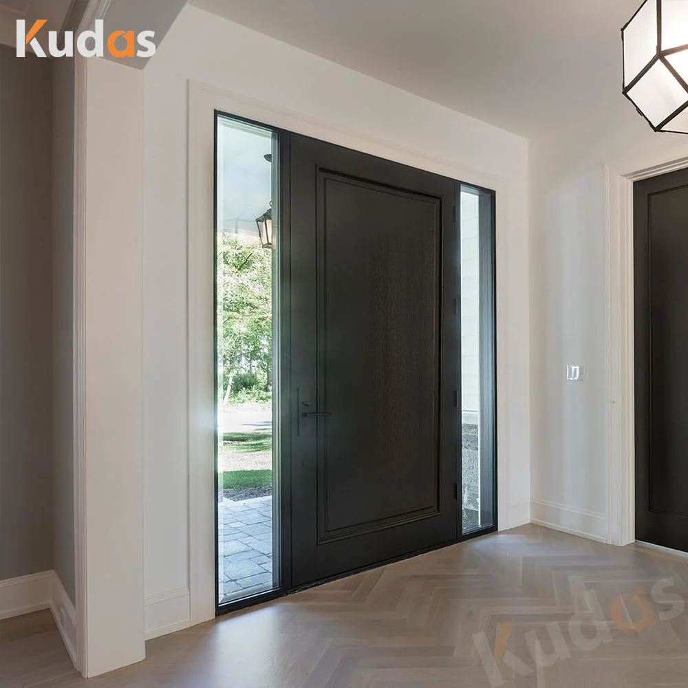 Luxury Style Steel Solid Wood Front Entry Single Double Pivot Door for Villa