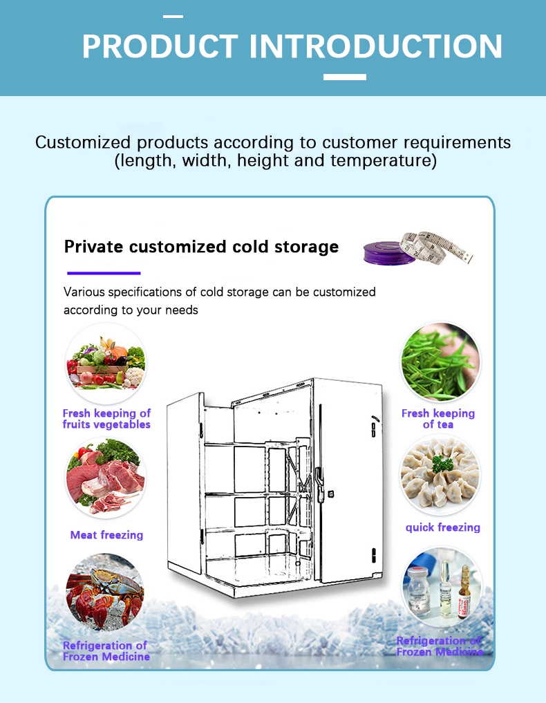 PU Sandwich Panel Glass Door Walk in Cooler Freezer Cold Storage Room Display Cold Room for Supermarket