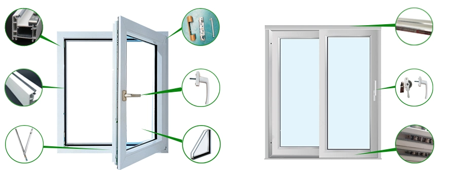 Double Glazing Exterior Sliding Front Patio PVC Glass Doors