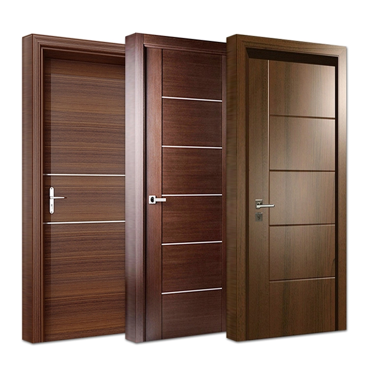 Interior Bedroom Veneer MDF Wooden Timber Door Modern Walnut Solid Wood Doors Designs