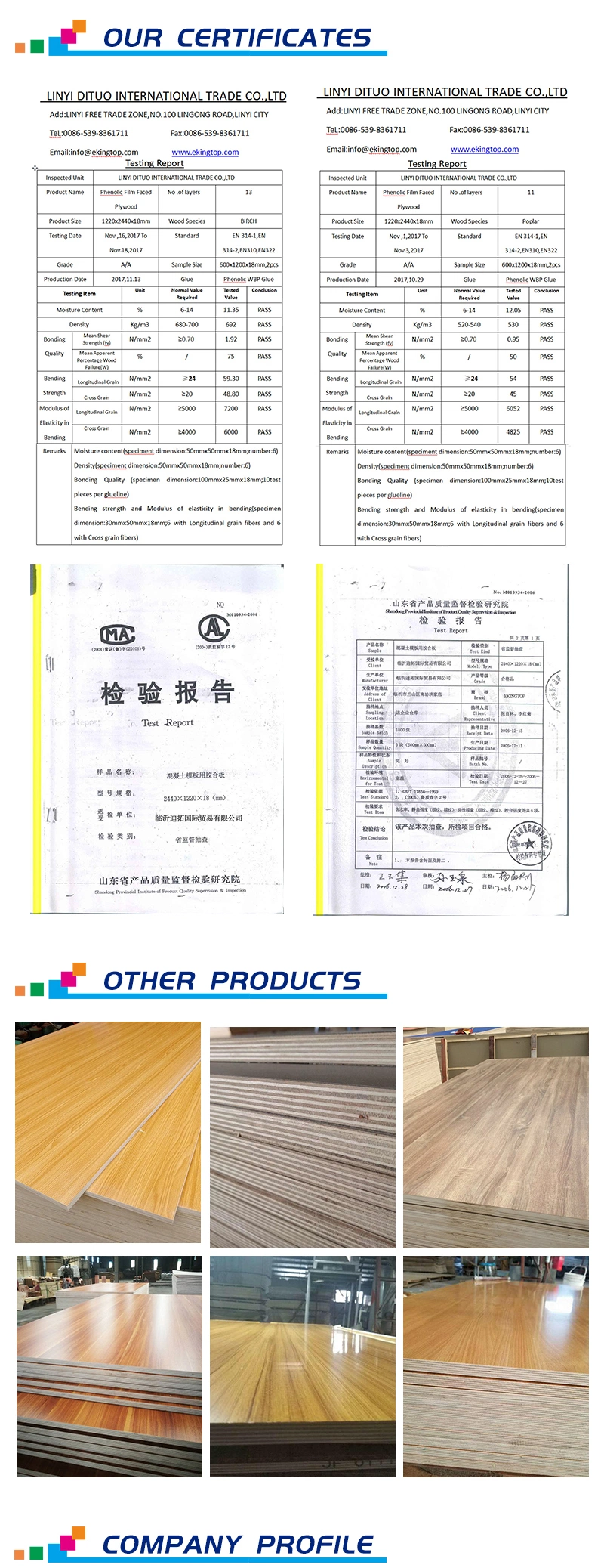 Melamine Plywood, Hardwood Core, E1 Glue, 18mm Thickness