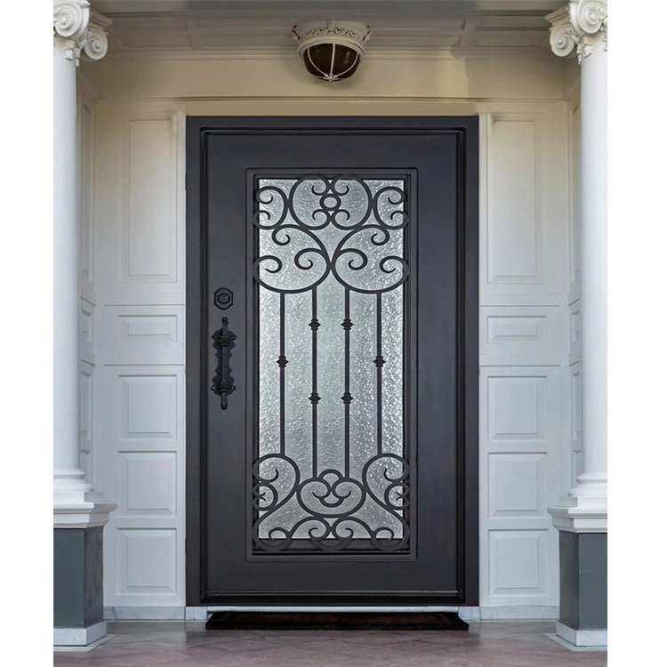 Economic Factory Price Exterior Front Entrance Security Wrought Iron Double Glass Doors/Wholesale Metal Steel Entry Door