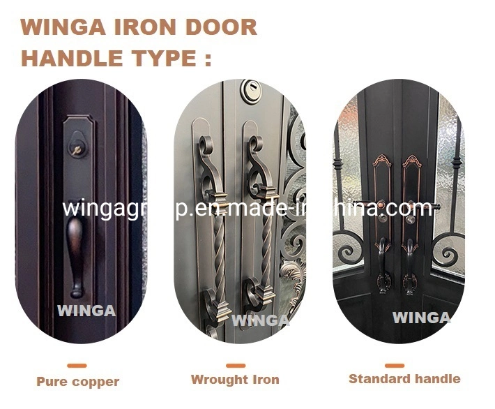 Outside Front Door with Eyebrow Double Single Wrought Iron Steel Design for Selling
