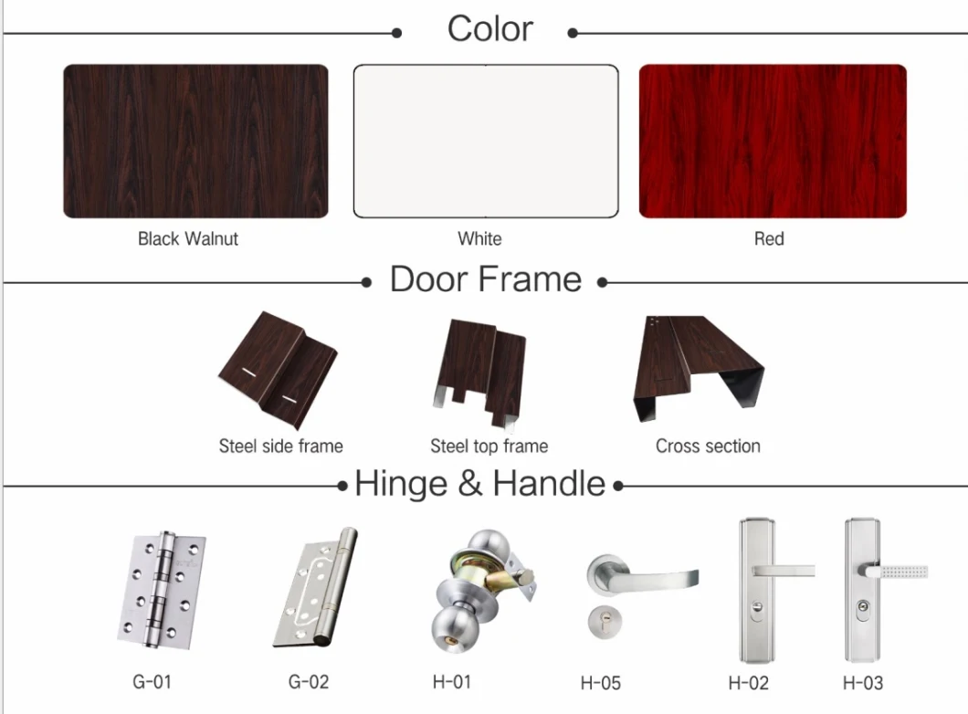 America Style Fashion Cheap Panel Wooden Interior Steel Wood Door