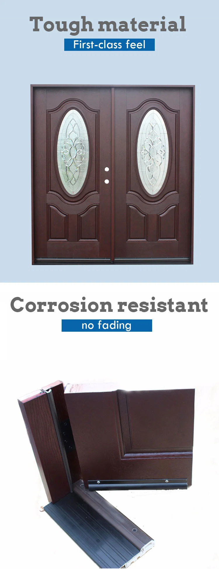 Us and UK Standard 3mm Craftsman Popular Design Wrought Iron Front Fiberglass Door Mould Exterior Fiberglass Louvered Door
