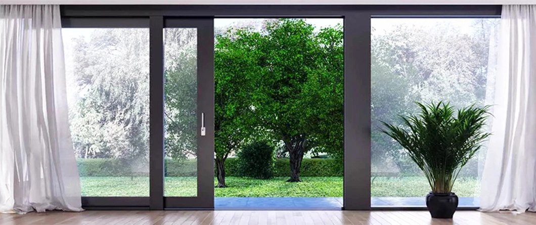 Double Tempered Glass Exterior Aluminum Sliding Doors Hurricane-Proof and Water-Proof Exterior Balcony Side Patio Door