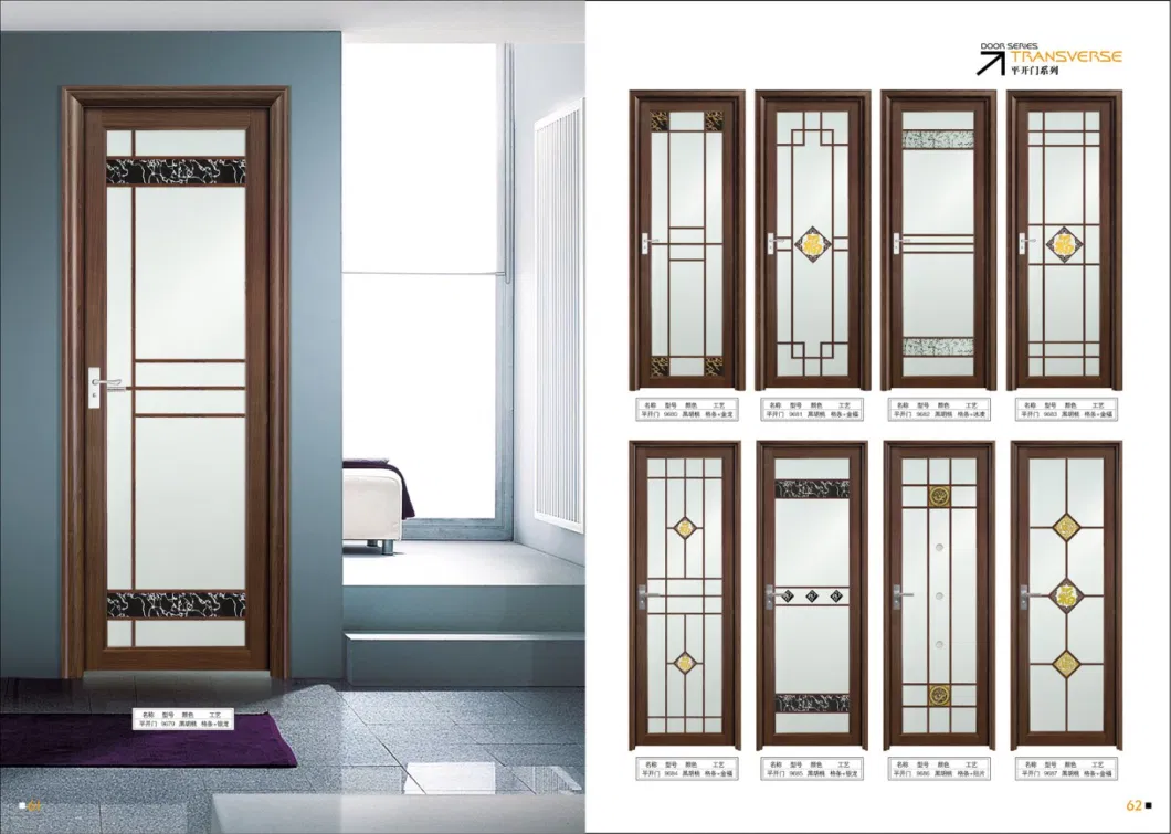 Factory Custom Steel Look Slim Interior Aluminum Frosted Bedroom Doors (EA-2055)