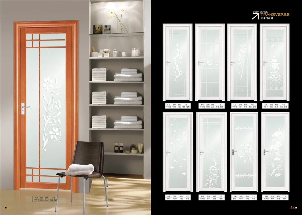 Factory Custom Steel Look Slim Interior Aluminum Frosted Bedroom Doors (EA-2055)