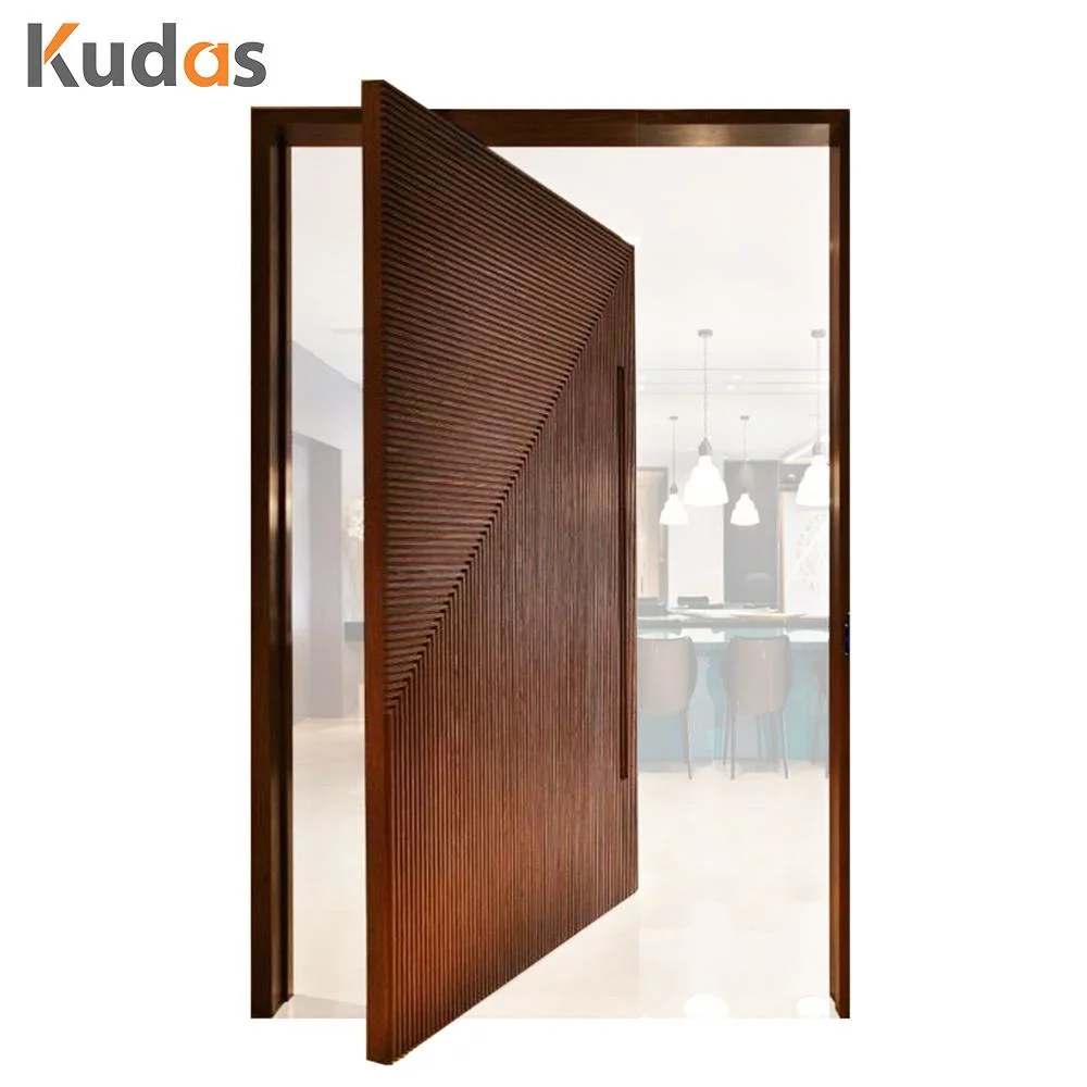 Modern Design Solid Wood Pivot Door Exterior Wooden Main Entrance Front Doors for Houses