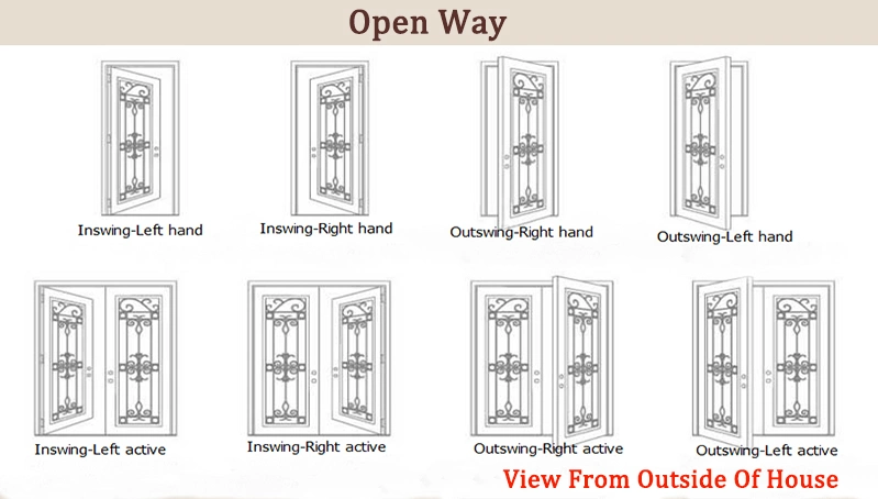 Rectangular Craftsman Design Single Door, China Rectangular Top Wrought Iron Door French Style