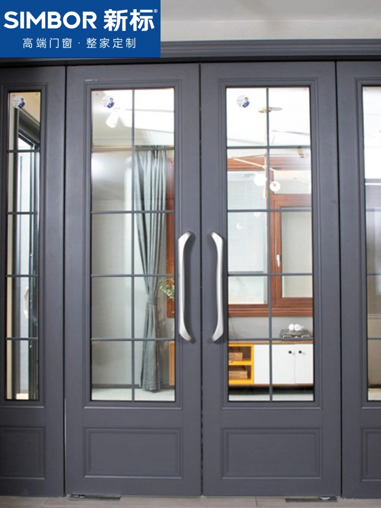 Simbor Modern Double Aluminum Front Exterior Door Smart Front Entrance Casement Door Villa Apartment House Front Entry Door