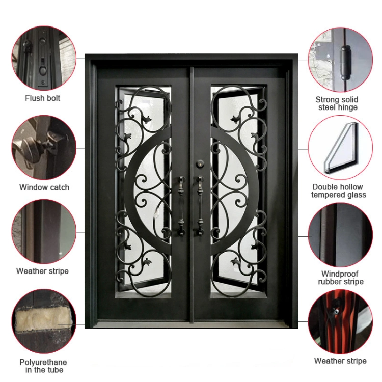 Apartment Wrought Iron Glass Steel Front Door Design