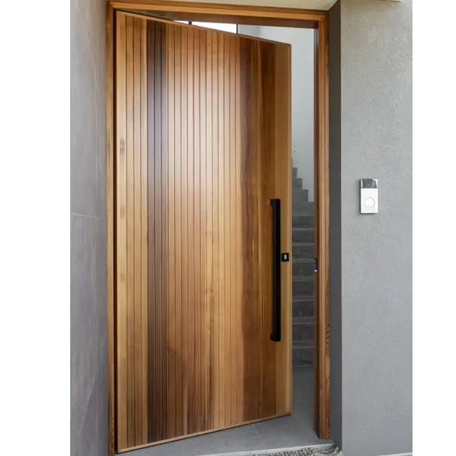 Cbmmart Luxury Style Security Exterior Solid Wood Pivot Entry Front Door with Sidelights