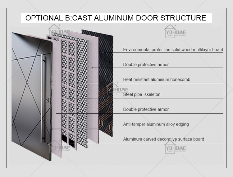 European Standard Front Doors Residential Main Entrance Cheap Security Cast Aluminium Home Doors Wood