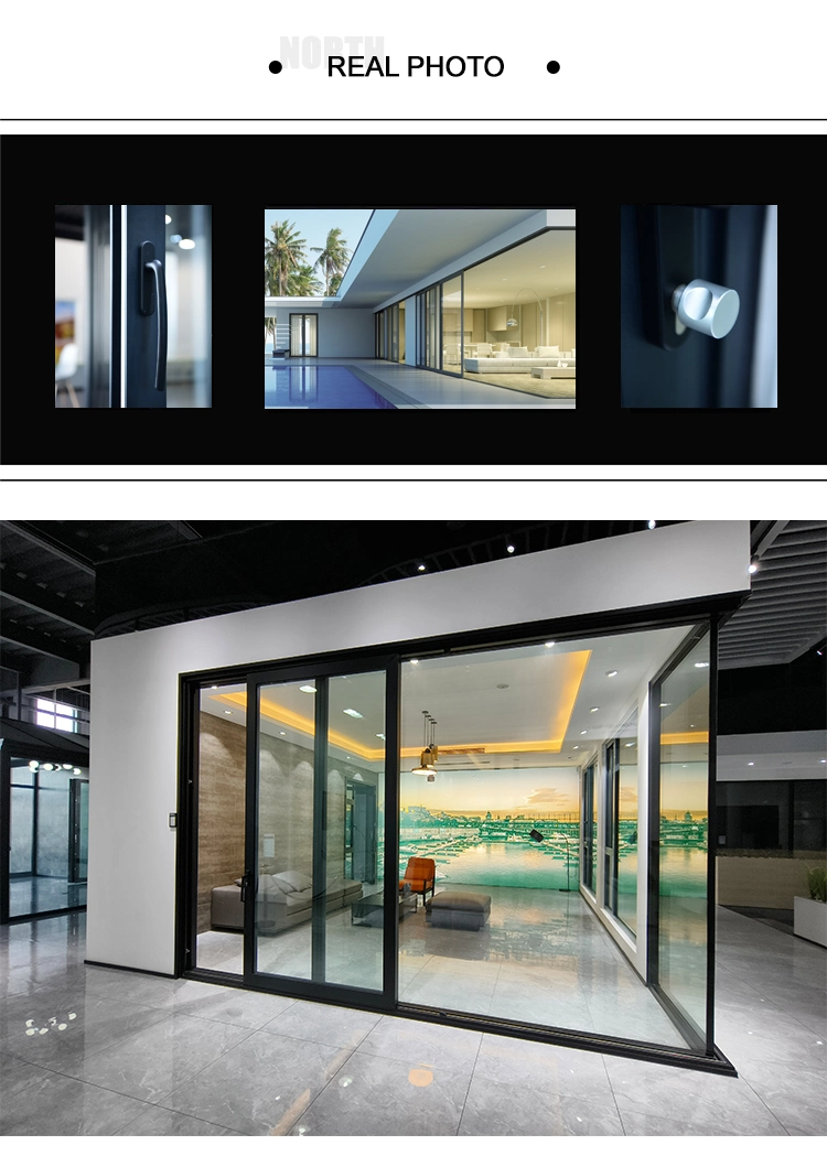 Latest Design Narrow Frame Aluminium Balcony Patio Doors Double Glazed Exterior / Interior Aluminum Glass Sliding Door