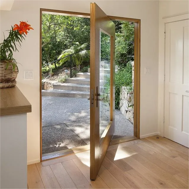 High Quality Modern Design Us Main Entry Pivot Wood Doors with Sidelights