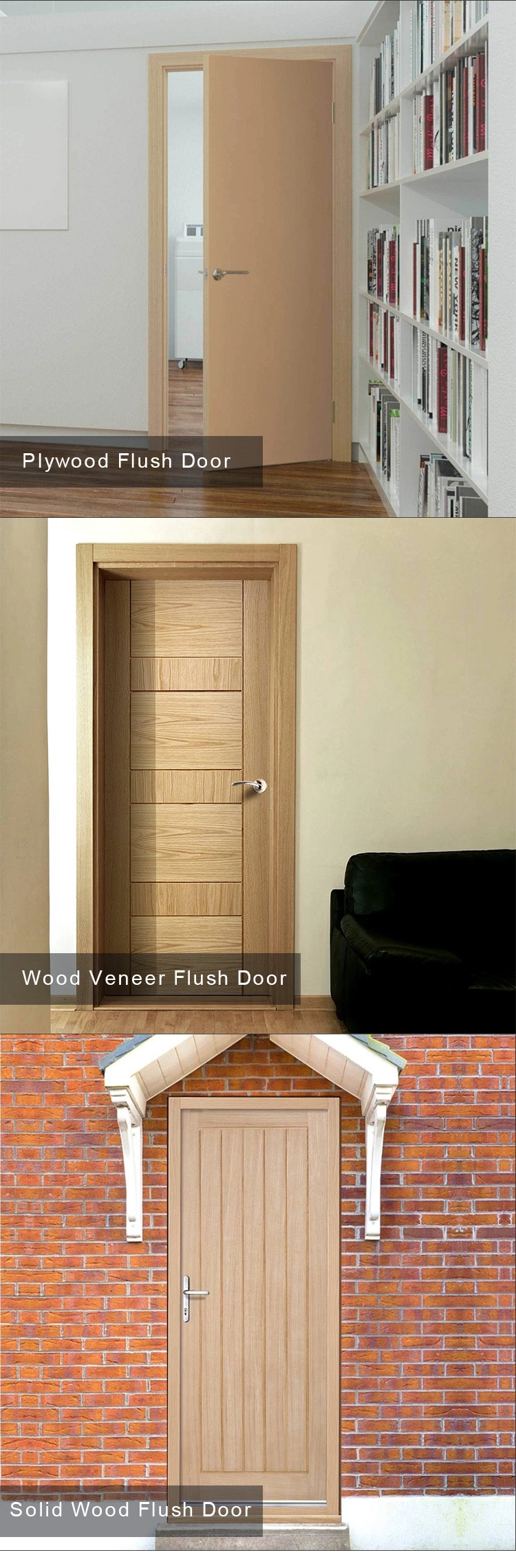 Jhk-FC12 Custom Wooden Skeleton MDF Flush Solid Wood Door