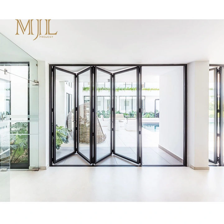 Mjl Store Front Partition Sliding Fold Door Aluminum DIY Design Double Triple Vertical Bi Folding Glass Door