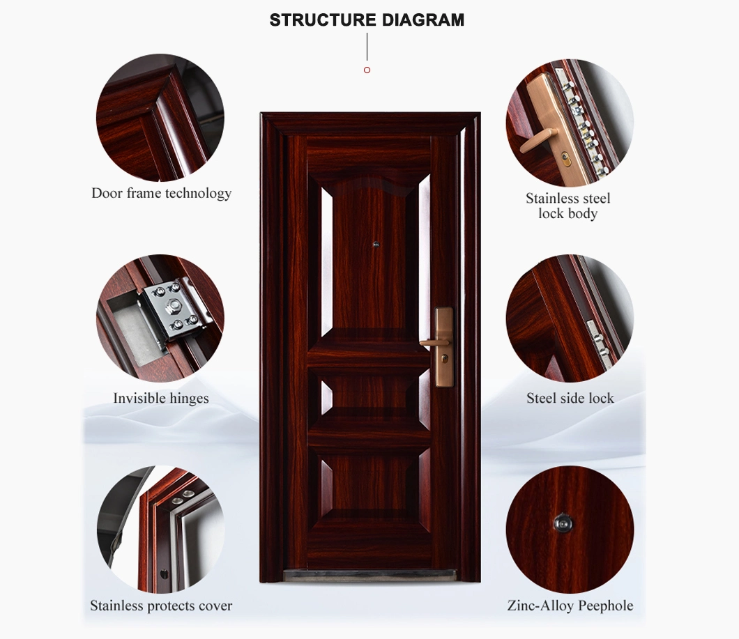 Class a Security Steel Door for Houses Door Main Entrance for Home Front Entry Exterior Anti-Theft
