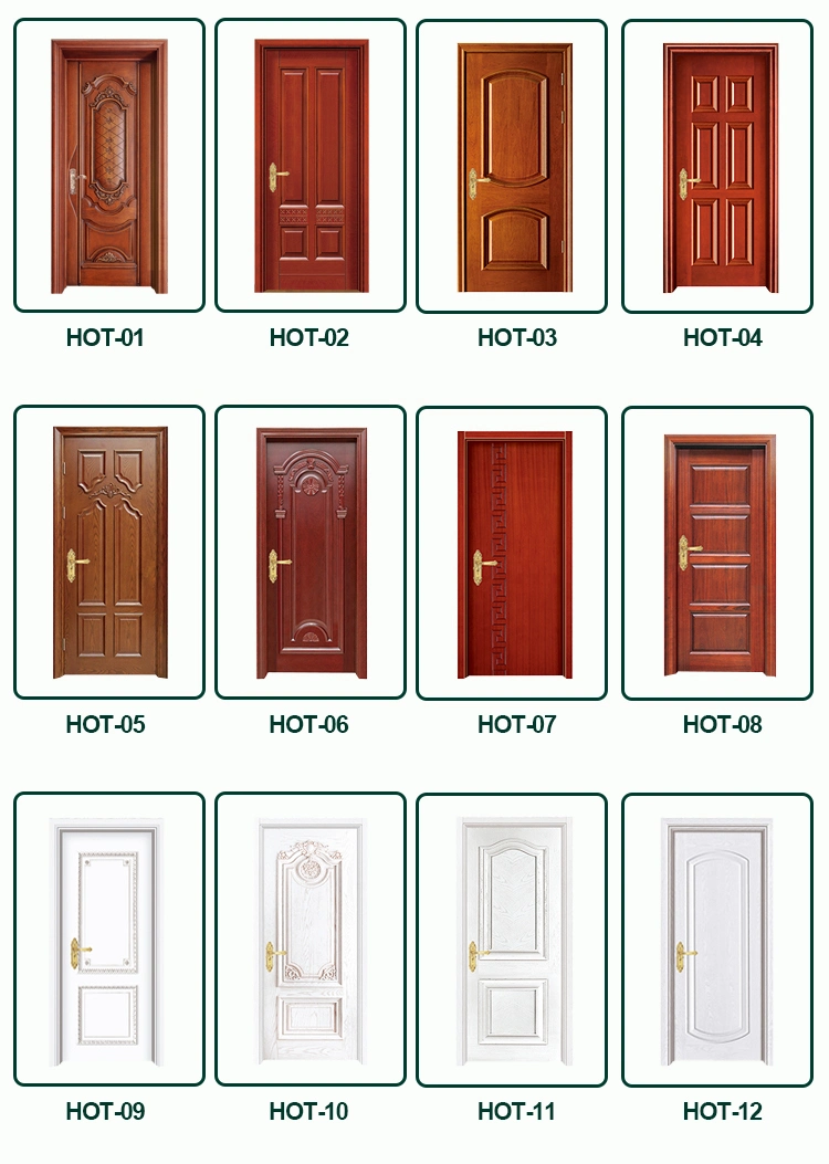 Custom Flat Solid Wooden Doors HDF Wooden Interior French Door Design