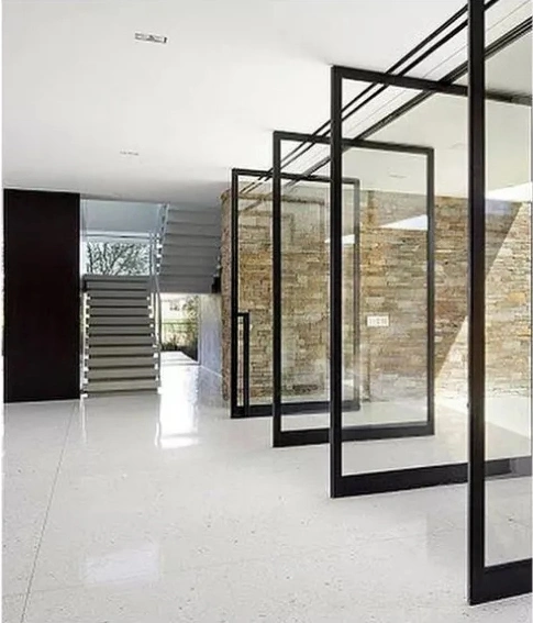 Exterior Pivoting Wall System Custom Glass &amp; Metal Pivot Doors Pivot-Hung Door Large Front Door