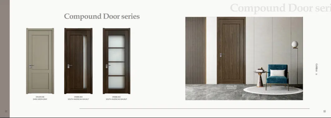 PVC Wood Plastic Composite Sliding WPC Bathroom Bedroom Kitchen Timber Front Door