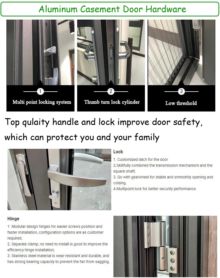 Europe Style Aluminium Anti Theft Casement Doors with Sidelights Design