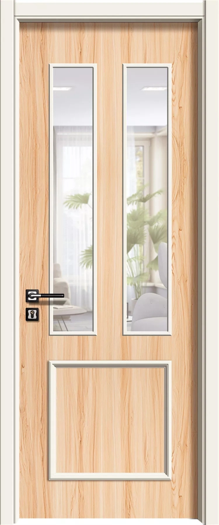 Latest Custom Modern Solid Interior Glass Wood Door