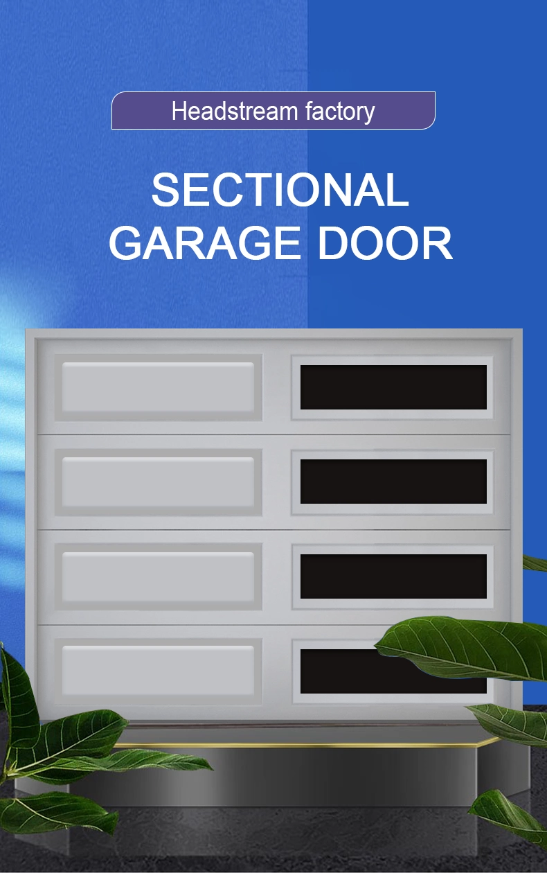 Villa Frameless Steel Panel Sectional Black Automatic Garage Door