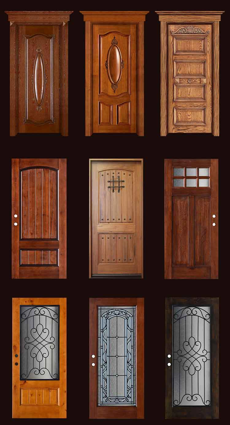 Craftsman Interior Door Frame Carve Wood Luxury Wood Door (JHK-001)