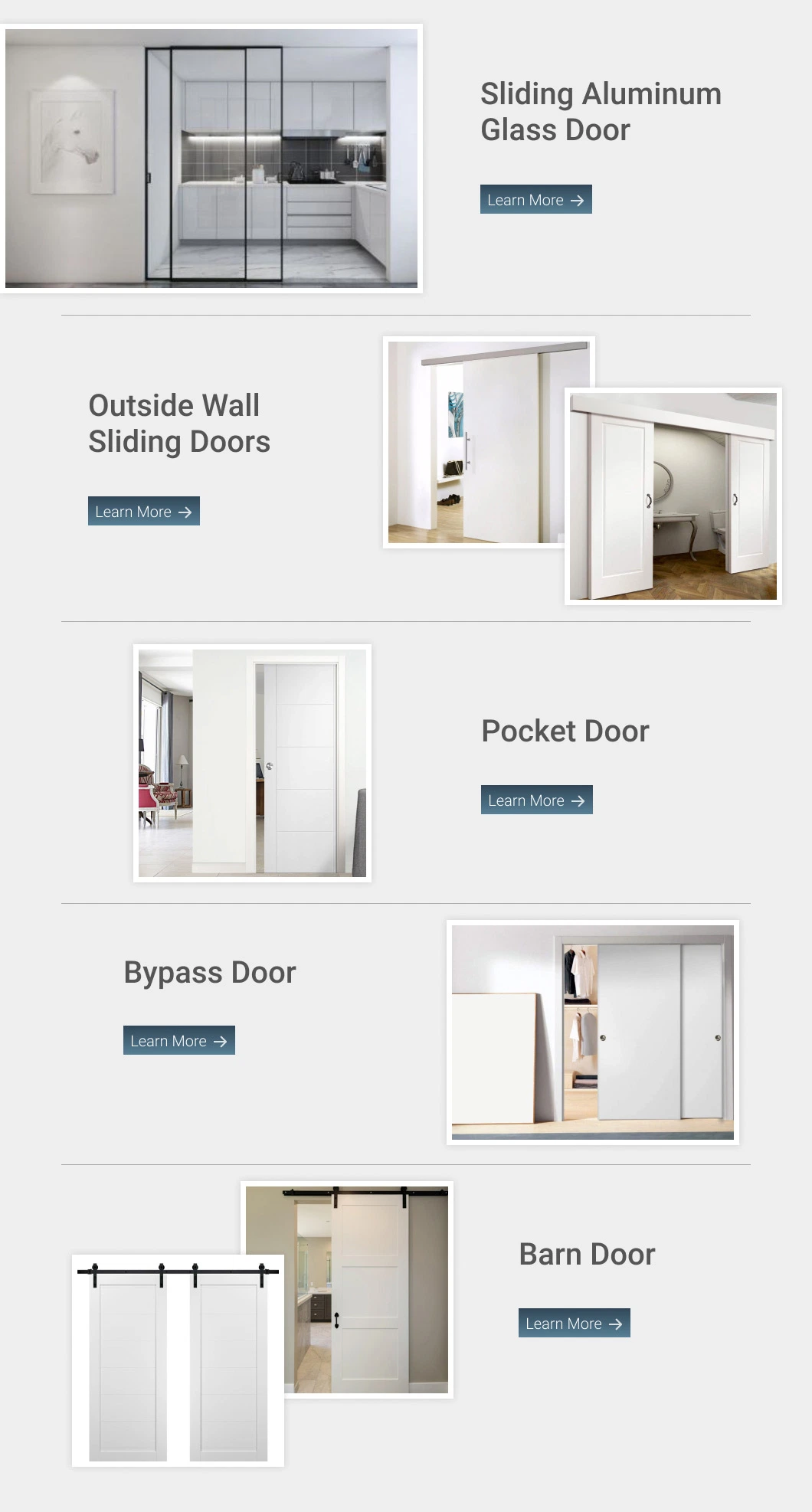 ODM European Style Left/Right Bypass Barn Plywood Interior Exterior Sliding MDF Door
