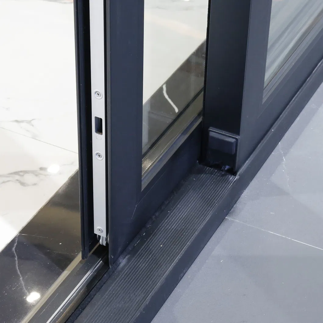 Sixinalu Modern Design Black Aluminium Panoramic Sliding Door Tempered Glass Hanging Door Interior Living Room Iron Barn Door Aluminum Glass Sliding Door