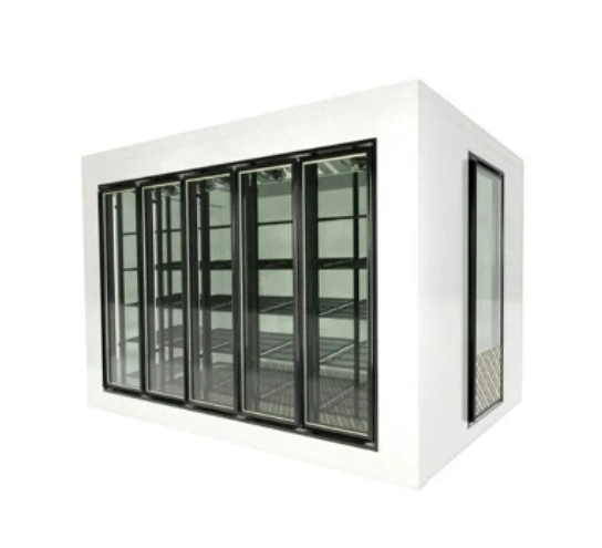 PU Sandwich Panel Glass Door Walk in Cooler Freezer Cold Storage Room Display Cold Room for Supermarket