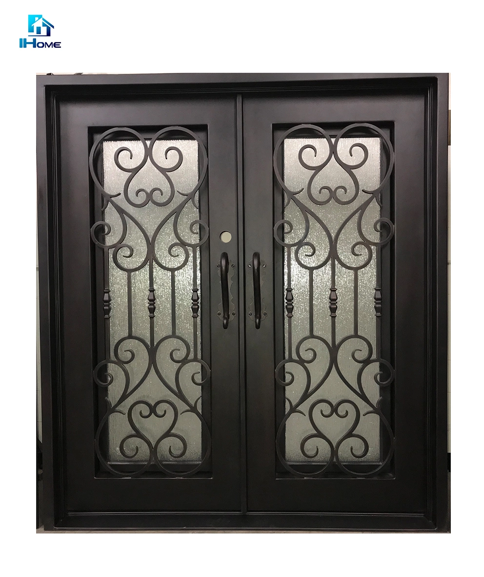 Wrought Iron Glass Door for House