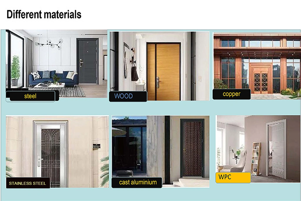 2023 Hot Sale Fire Rated Doors Stamped Steel Glass Sliding Single Front Doors with Smart Lock