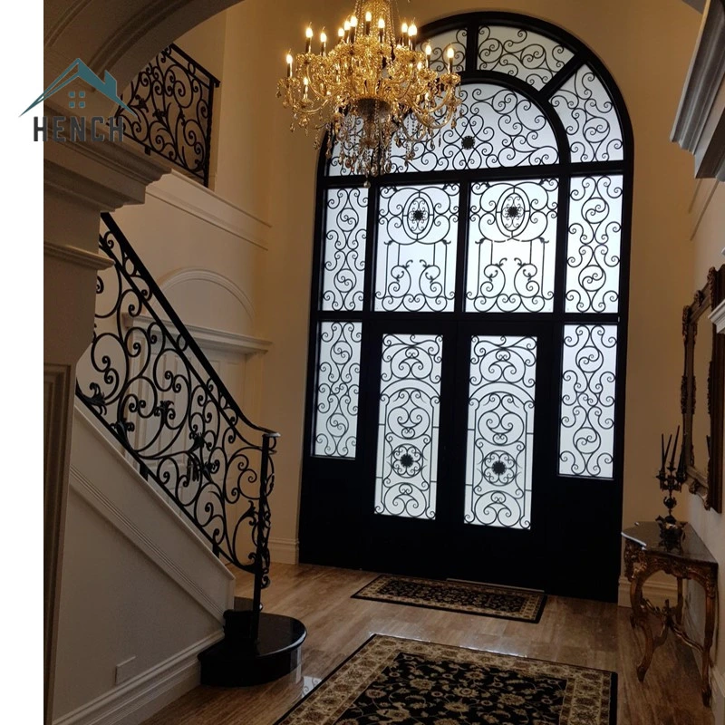 Home Villa Wrought Iron Entry Double Front Doors China manufacturers Hc-ID14